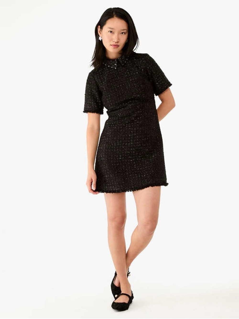 Kate Spade Embellished Collar Holiday Tweed Dress